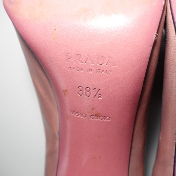 Vtg Prada Delicate Leather Floral Detail At The Top & Bottom Of Heels, Sz 8.5 - Picture 15 of 16